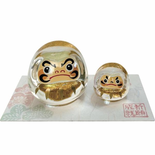 だるま　インテリア だるま 金 硝子親子飾り E-7 ガラス 置物 置き物 おしゃれ かわいい
