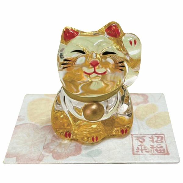 招き猫（小）金 硝子飾り E-22 限定商品 ガラス 置物 置き物 おしゃれ