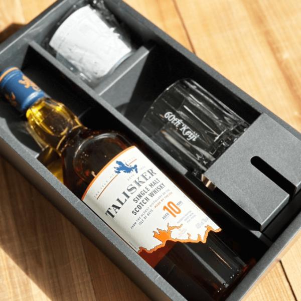 タリスカー ギフトセット｜リーデルロックグラス名入れ彫刻（丸氷器付