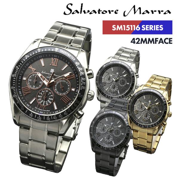 定番の中古商品 腕時計 SM15116-SSBKPG ブラック シルバー 電波ソーラー メンズ サルバトーレマーラ 国内正規品 記念日