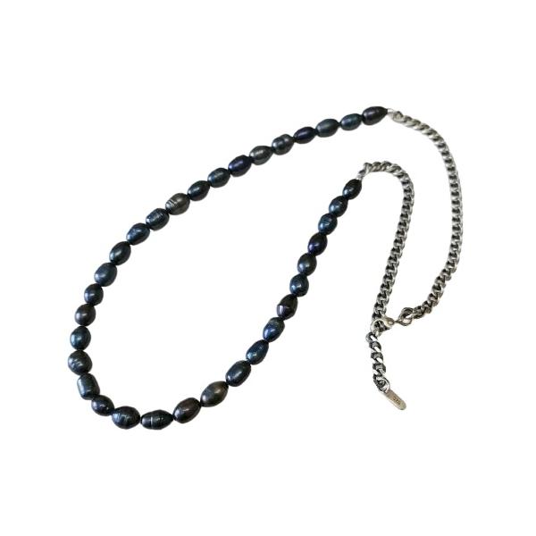 mollive SILVER CHAIN NECKLACE BLACK PEARL スノーマン目黒蓮さん着用モデル