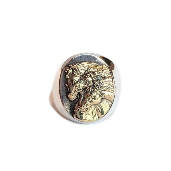 PEANUTS＆CO Peanuts＆Co. PHARAOHS HORSES RING OVAL LARGE/SILVER
