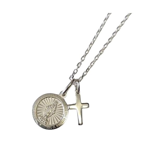 Vantique MEDAI &amp; CROSS SET NECKLACE ALL SV