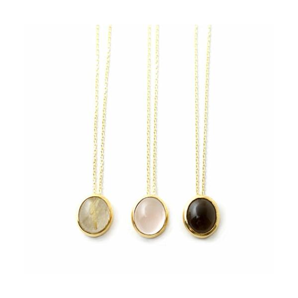 Vantique OVAL CABOCHON NECKLACE GP SMOKY QUARTZ