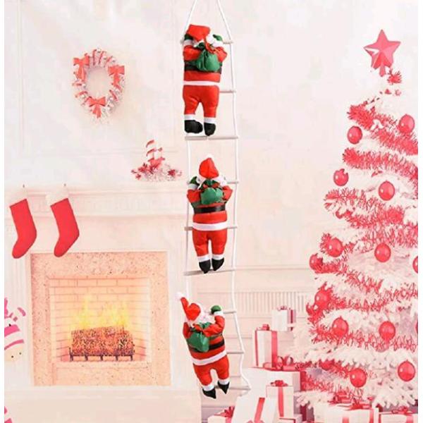 飾り はしごサンタクロース サンタはしご サンタ人形はしご 三人