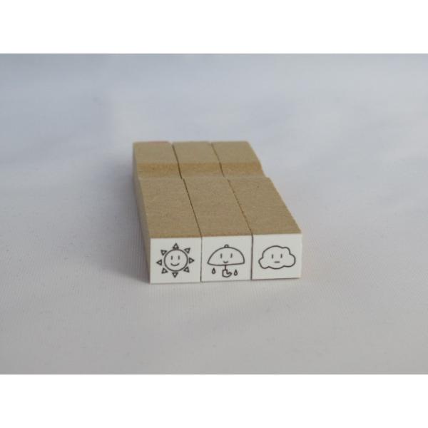シーン別子育て育児スタンプ（お天気）ケースなし ブルーとウッドから選べる １本のサイズ：8mm×8mm