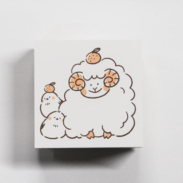 ビバリー 年賀はんこ ひつじとシマエナガ 60×60mm ON-572