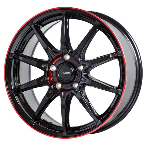 軽量アルミホイール 17インチ 17×7J +55 100 5H ホットスタッフ ジースピード P-05R ブラックレッドクリア