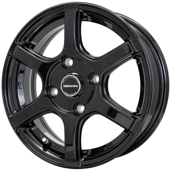 アルミホイール 14インチ 4本セット アクア ヤリス ノート 14×5J +40 100 4H ホットスタッフ バイソン BN-04 メタリックブラック
