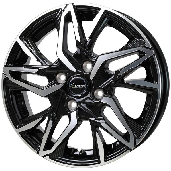 アルミホイール 14インチ 4本セット 軽自動車 14×4.5J +45 100 4H ホットスタッフ クロノス CH-112 メタリックブラックポリッシュ