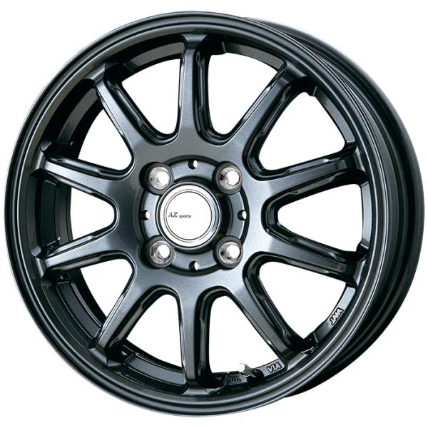 爆買 4本セット 軽トラ 軽バン 12インチ アルミホイール 12×3.5B 4穴 100 +44 インターミラノ AZスポーツ FS10 ダークグレーメタリック