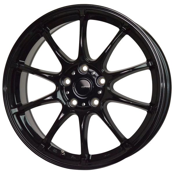 軽量アルミホイール 17インチ 4本セット 17×7J +45 114.3 5H ホットスタッフ ジースピード G-07 メタリックブラック