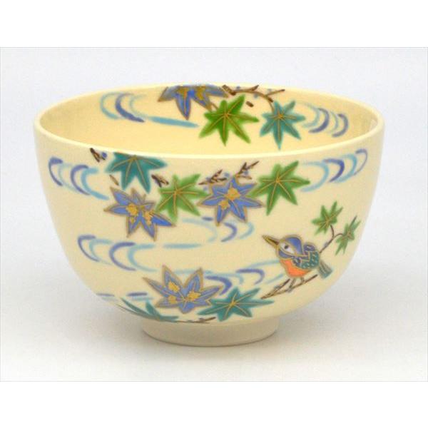 【茶道具/抹茶茶碗/matcha teabowl】茶碗　青楓に翡翠　中山喜白作（化粧箱）