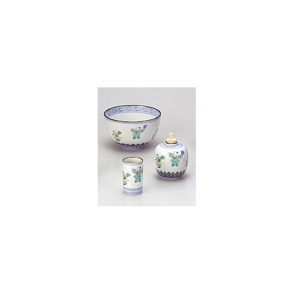 茶箱 陶器三点セット（抹茶茶碗/振出/巾筒） 色絵 唐子 昭阿弥作（化粧