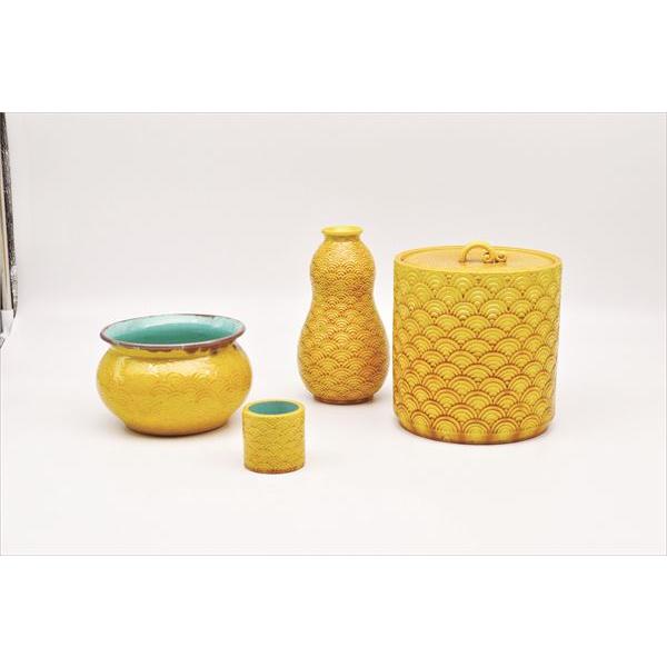 茶道具】谷口菁嵐造紺地交趾菊唐草皆具（共箱）