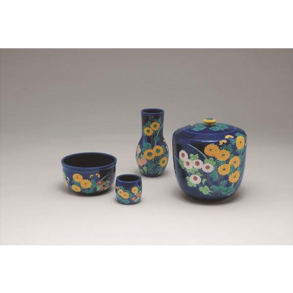 皆具 瑠璃交趾 菊 永楽写 谷口菁嵐作(桐箱) : 茶道具 銘茶 左 皆具 瑠璃交趾 菊 永楽写 谷口菁嵐作(桐箱) : 茶道具 銘茶 左