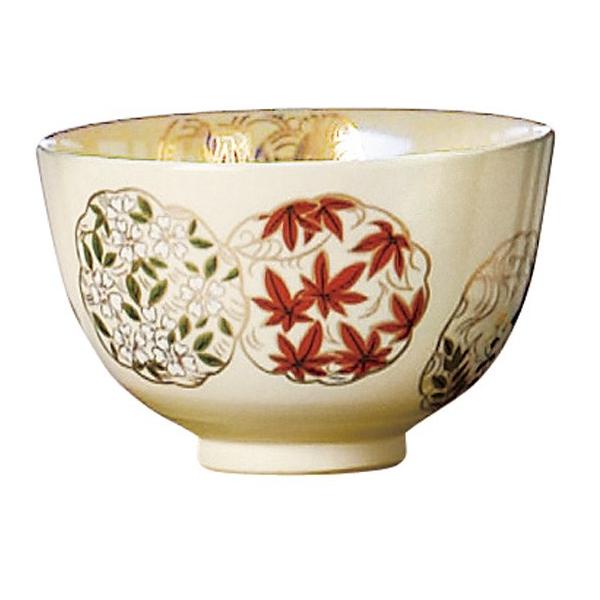【茶道具】抹茶茶碗おけいこ用　色絵茶碗花丸