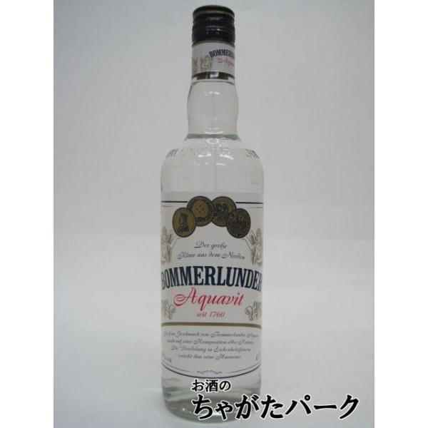３８度　７００ミリドイツ産。ポテト・スピリッツをベースにしたマイルドな味わいのアクアヴィット。キャラウェイとアニスが香りの主体で、樹齢の古い樫の樽での熟成を経て製品化される。冷凍庫で冷やして、ストレートで飲むのが本場流。　【BOMMERLU...