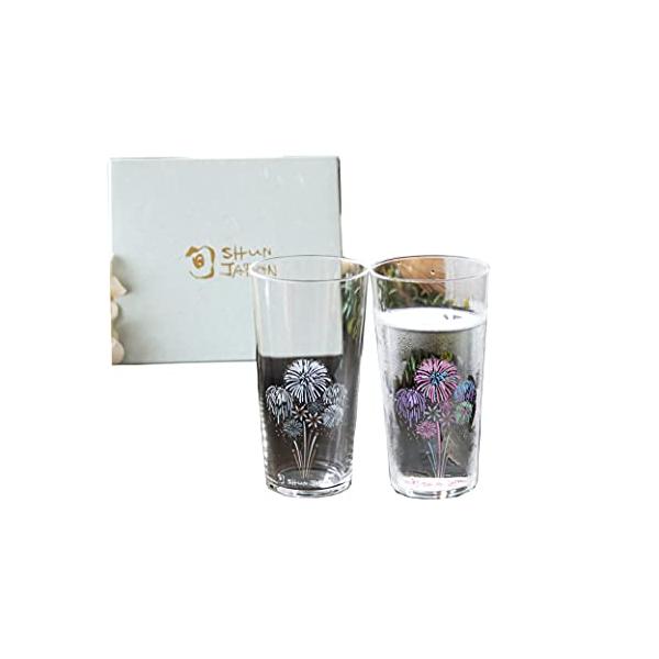 商品名：タンブラー 冷感花火 グラスペアセット 「商品情報」温度で変化する器、大人気の「冷感」シリーズの花火バージョンです。テーマは夜空を彩る大輪の花火。冷たい飲み物を注ぐと大輪の花火が浮かび上がります。 この不思議なグラスに冷たい飲み物を...