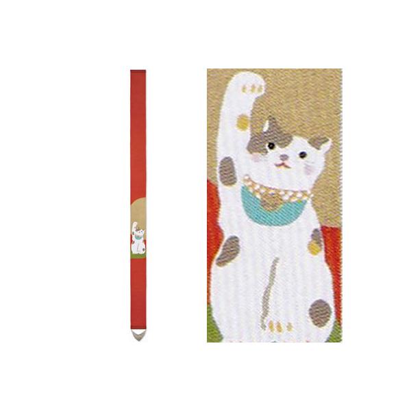 お取り寄せ】麻細タペストリー『紅白招き猫』（掛軸、和風タペストリー