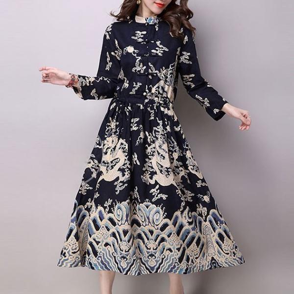 チャイナ服 ワンピース チャイナドレス ロング丈 長袖 上品 普段着 舞台 衣装 民族 中国風 Zh87 Buyee Buyee 日本の通販商品 オークションの代理入札 代理購入