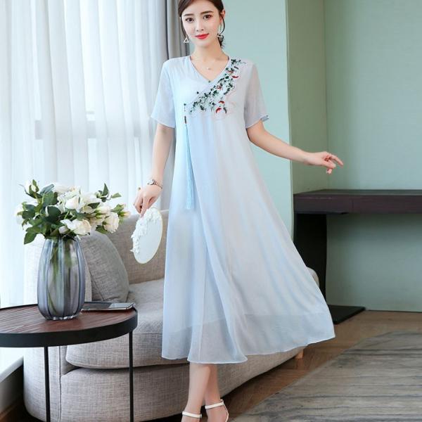 チャイナ服 ゆったり ワンピ 半袖 ロング ワンピース シフォン チャイナドレス 普段着 舞台 衣装 民族 中国風 Zl1 Chaiはポイント最大3倍 Buyee Buyee 일본 통신 판매 상품 옥션의 대리 입찰 대리 구매 서비스
