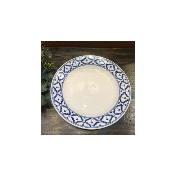 【平皿22cm】 丸皿　お皿 青白食器 盛り皿 陶器　小皿 タイ料理 アジアン料理 タイ雑貨