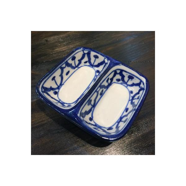 【2口小皿8cm】 小皿　お皿 青白食器  陶器　タイ料理 アジアン料理 タイ雑貨