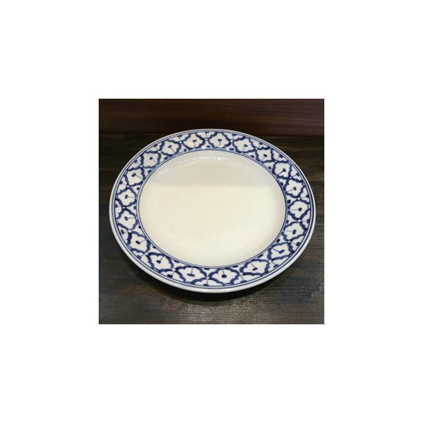 【平皿 26cm】 青白陶器 青白食器 パイナップル柄 陶器　小鉢 タイ料理 アジアン料理 タイ雑貨