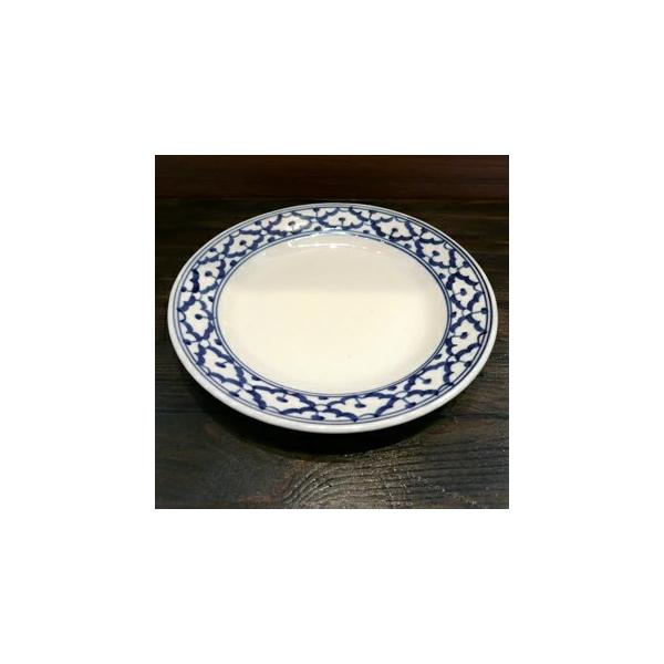 【平皿18cm】 丸皿　お皿 青白食器 盛り皿 陶器　小皿 タイ料理 アジアン料理 タイ雑貨