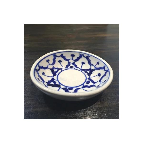 【小皿 8cm】小皿丸 とり皿 青白陶器 お皿 青白食器 盛り皿 陶器　小皿 タイ料理 アジアン料理 タイ雑貨