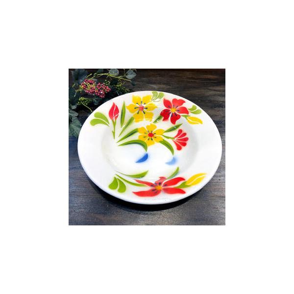 【ホーロー平皿：23cm】 【A：平皿23cm】 華やかな花柄　皿 タイ料理　エスニック料理 タイ雑貨　アジアン雑貨 食器　陶器