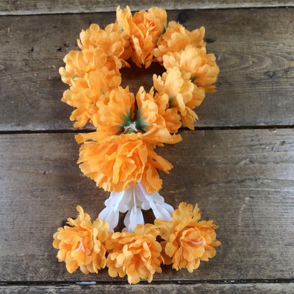 マーライ輪 【オレンジ】（直径8cm）5色展開 タイの花飾り 長さ約17cm 造花で長く使用可 タイ雑貨