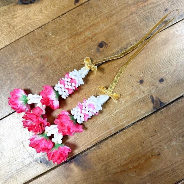 【送料無料】【ミニマーライ・2連】 【ピンク】 タイの花飾り 花部長さ約13cm 造花で長く使用可 タイ雑貨