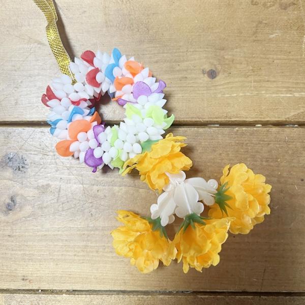【マーライ・ミニ・輪】 【レインボー】 タイの花飾り 長さ約13cm 造花で長く使用可 タイ雑貨