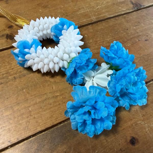 【送料無料】【ミニマーライ・輪】 【ブルー】 タイの花飾り 長さ約13cm 造花で長く使用可 タイ雑貨