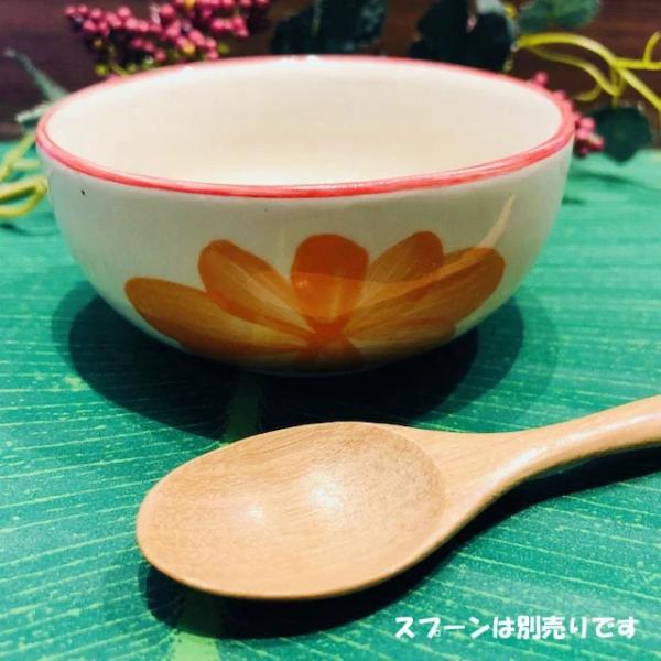 【にわとり食器 　小鉢 8.5cm/丸花オレンジ】 小鉢 ・小どんぶり にわとり陶器 にわとり食器 にわとり柄 タイ料理 アジアン料理 タイ雑貨
