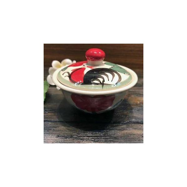【にわとり食器 蓋付おわん 12cm 】蓋付き　どんぶり にわとり陶器 にわとり食器 にわとり柄 タイ料理 アジアン料理 タイ雑貨