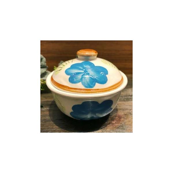 【 にわとり食器 蓋付きお椀/青花 13.5cm】蓋付き　どんぶり にわとり陶器 にわとり食器 にわとり柄 タイ料理 アジアン料理 タイ雑貨