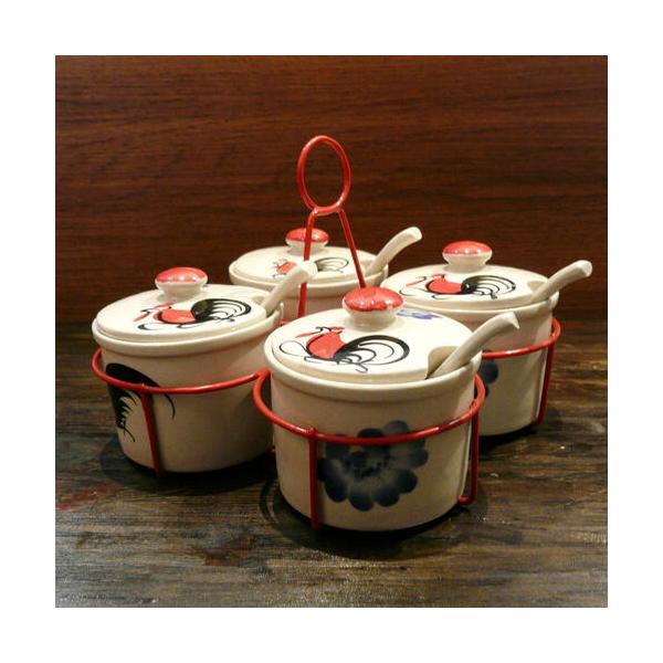 【にわとり食器 （青花）調味料入れ（C）】薬味入れ にわとり陶器 にわとり食器 にわとり柄 タイ料理 アジアン料理 タイ雑貨