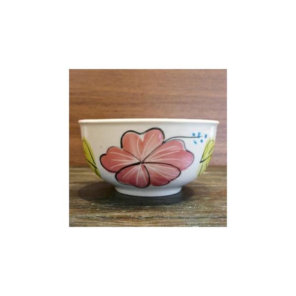 【にわとり食器 　小どんぶり 11.5cm/ハイビスカス柄　ピンク】 小鉢 ・小どんぶり にわとり陶器 にわとり食器 にわとり柄 タイ料理 アジアン料理 タイ雑貨