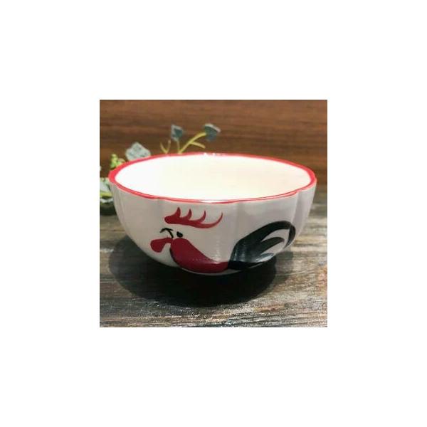 【にわとり食器 　お花のかたちのお椀/青花】 小鉢 ・小どんぶり・お椀・にわとり陶器 ・にわとり食器・ にわとり柄・ タイ料理・ アジアン料理・ タイ雑貨