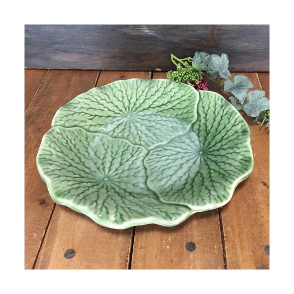 【蓮の葉　皿　26cm】セラドン陶器　セラドン食器  陶器　蓮の葉　タイ料理　 アジアン料理 　タイ雑貨
