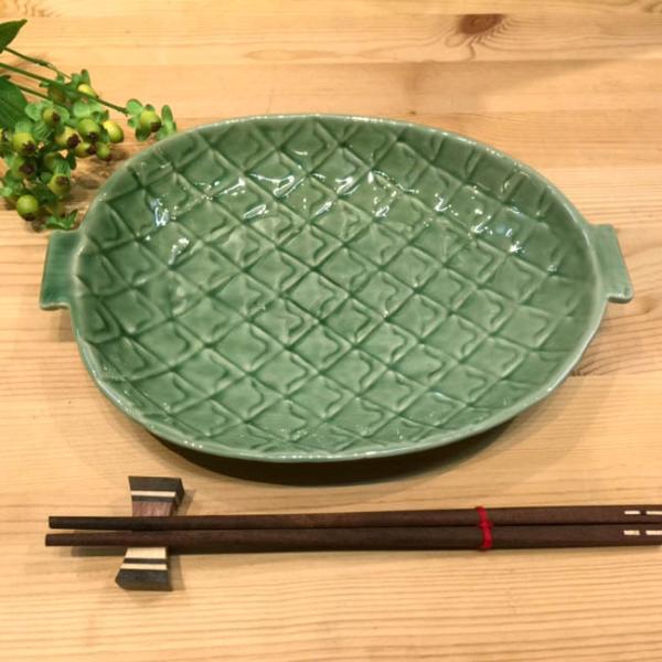 【パイナップル型 26cm】　セラドン陶器　セラドン食器  陶器　タイ料理　 アジアン料理 　タイ雑貨