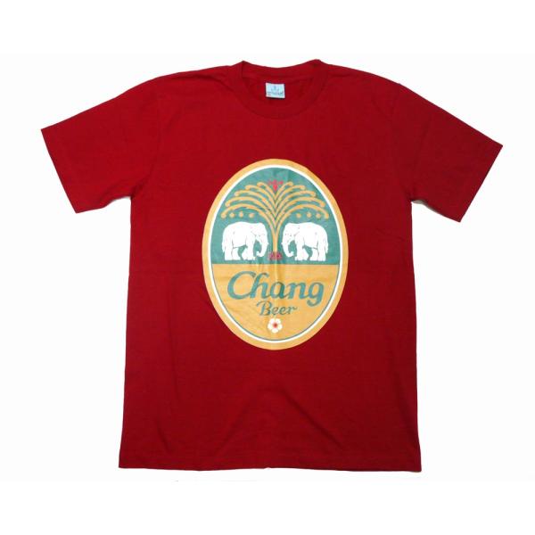 【Tシャツ（襟ノーマル）サイズL チャンビール・レッドNO＝J】ユニセックス　エスニック　チャーンビール　大き目　ゆったり　アジアン　ファッション