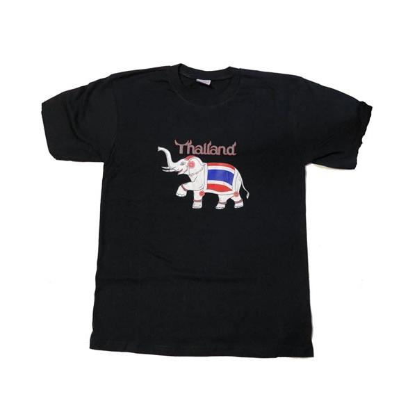 【Tシャツ（襟ノーマルタイプ）象黒　サイズ　L（011）　】ユニセックス　シンハービール　大き目　ゆったり　アジアン　ファッション