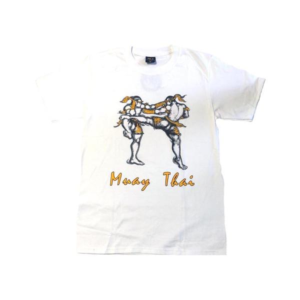 【Tシャツ（襟ノーマルタイプ）ムエタイE　白　サイズ　M・L　】ユニセックス　シンハービール　大き目　ゆったり　アジアン　ファッション