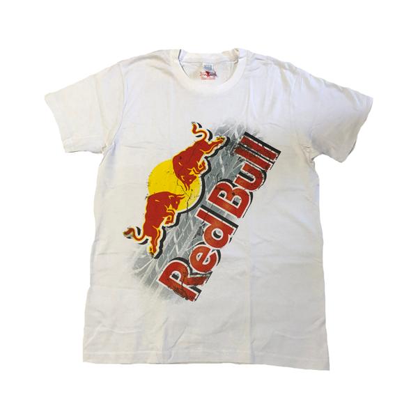 【Tシャツ（襟ノーマルタイプ）Red Bull　白　サイズ　M (030)　】ユニセックス　レッドブル　大き目　ゆったり　アジアン　ファッション
