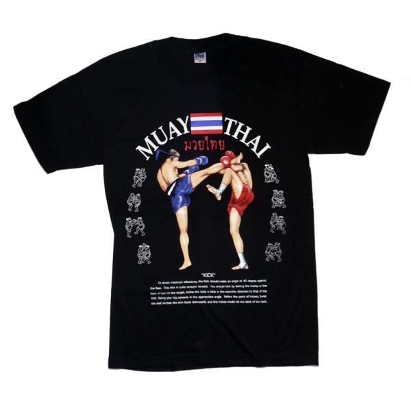【送料無料】【Tシャツ　ムエタイ　ブラック　サイズ　M　（037）】ユニセックス　ムエタイ　大き目　ゆったり　アジアン　ファッション