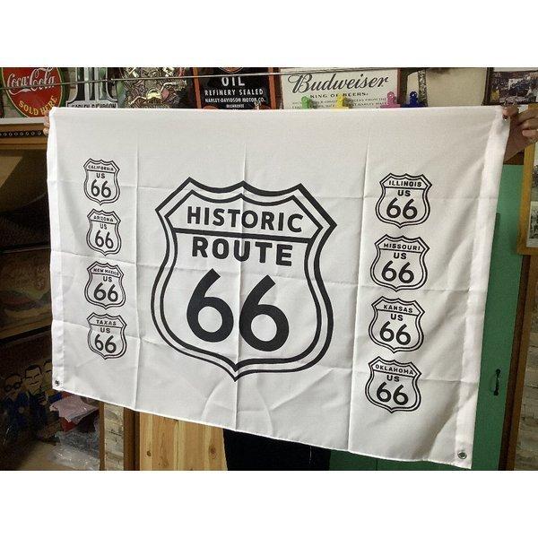 ルート66 HISTORIC ROUTE66フラッグ （ホワイト）ルート66雑貨 